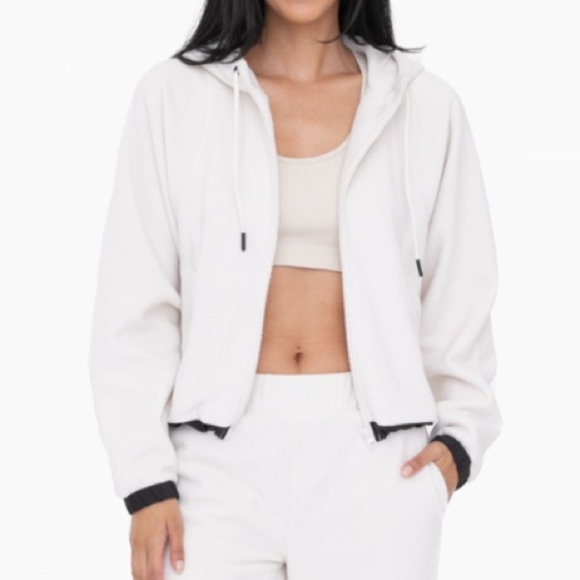 Mono B Cream Zip-Up Hoodie - Picture 2 of 9